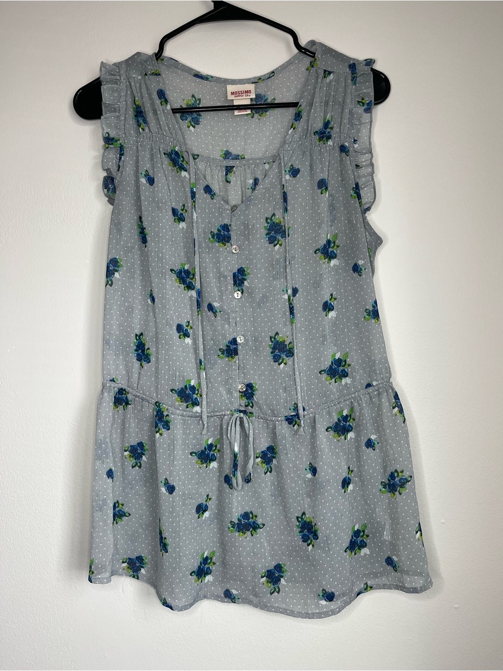 Mossimo Supply Co. Light Blue Floral Sleeveless Peplum Tunic